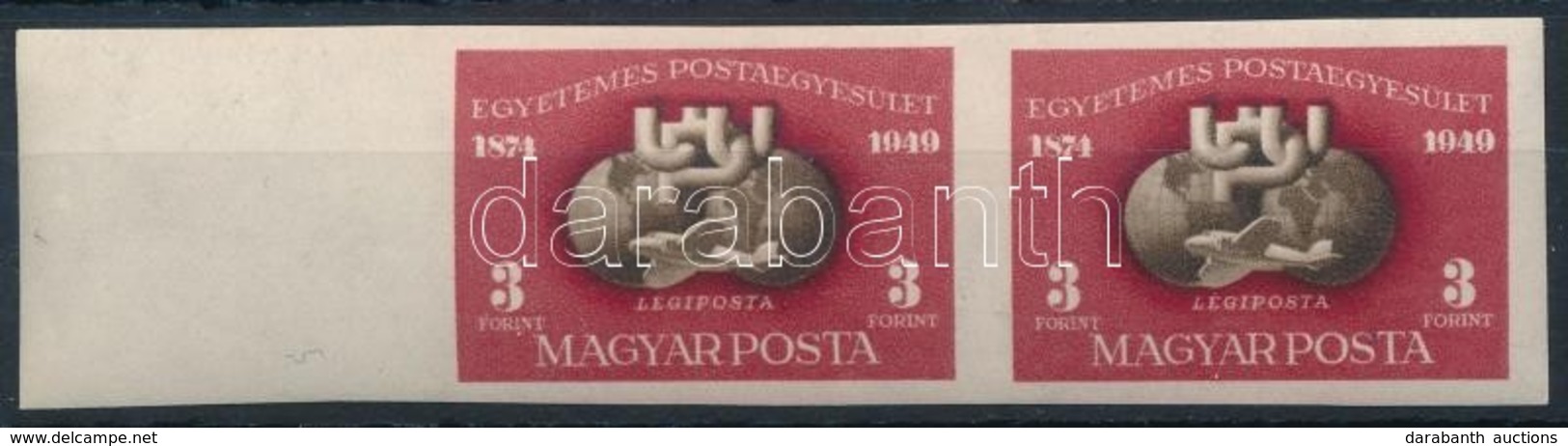 ** 1950 UPU Vágott Blokkból ívszéllel Kivágott Pár (24.000) / Mi 1111 Imperforate Margin Pair - Other & Unclassified