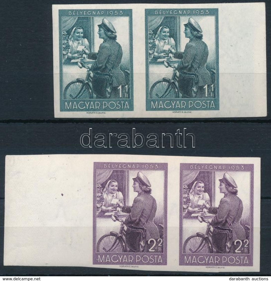 ** 1953 Bélyegnap (26) Vágott Sor ívszéli Párokban (18.000) / Mi 1338-1339 Imperforate Margin Pairs - Autres & Non Classés