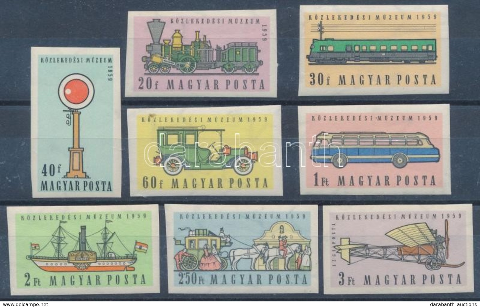 ** 1959 Közlekedési Múzeum (I.) Vágott Sor (10.000) / Mi 1584-1591 Imperforate Set - Autres & Non Classés