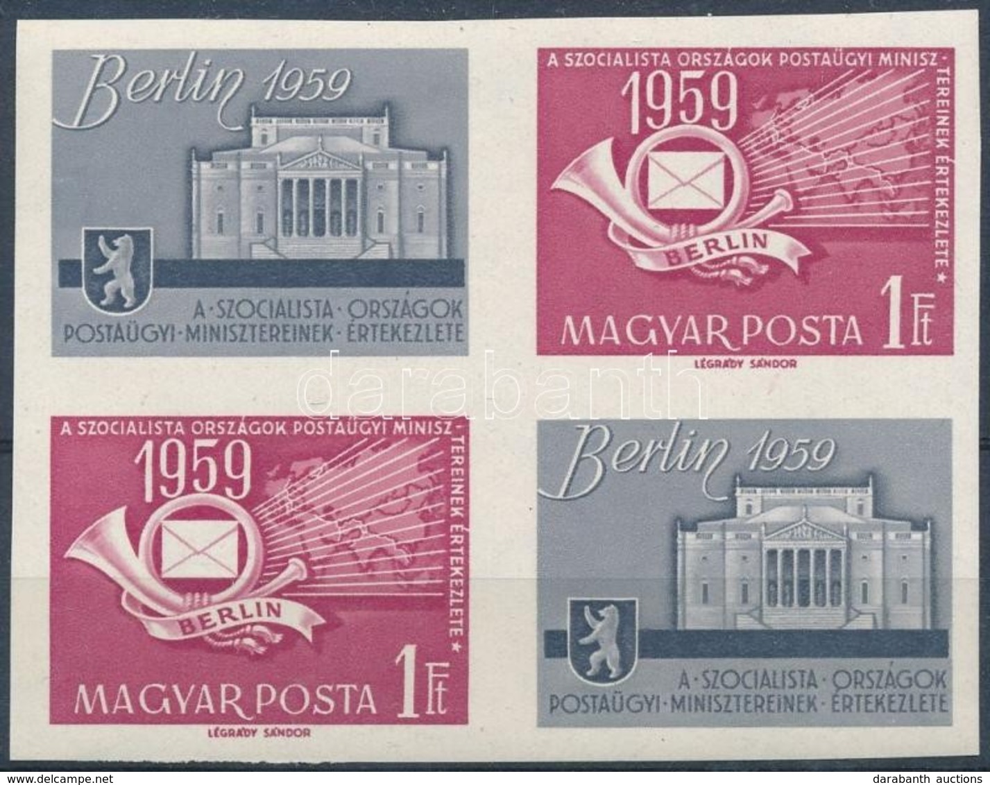 ** 1959 A Szocialista Országok Postaügyi Minisztereinek Értekezlete Vágott Négyestömb (8.000) - Autres & Non Classés