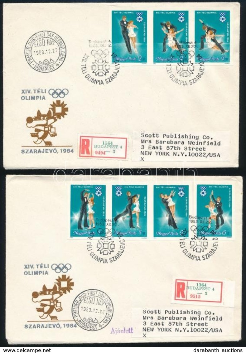 1983 Téli Olimpia Szarajevó Vágott Csíkok + 1 Bélyeg, 2 Db Futott Ajánlott FDC-n - Other & Unclassified