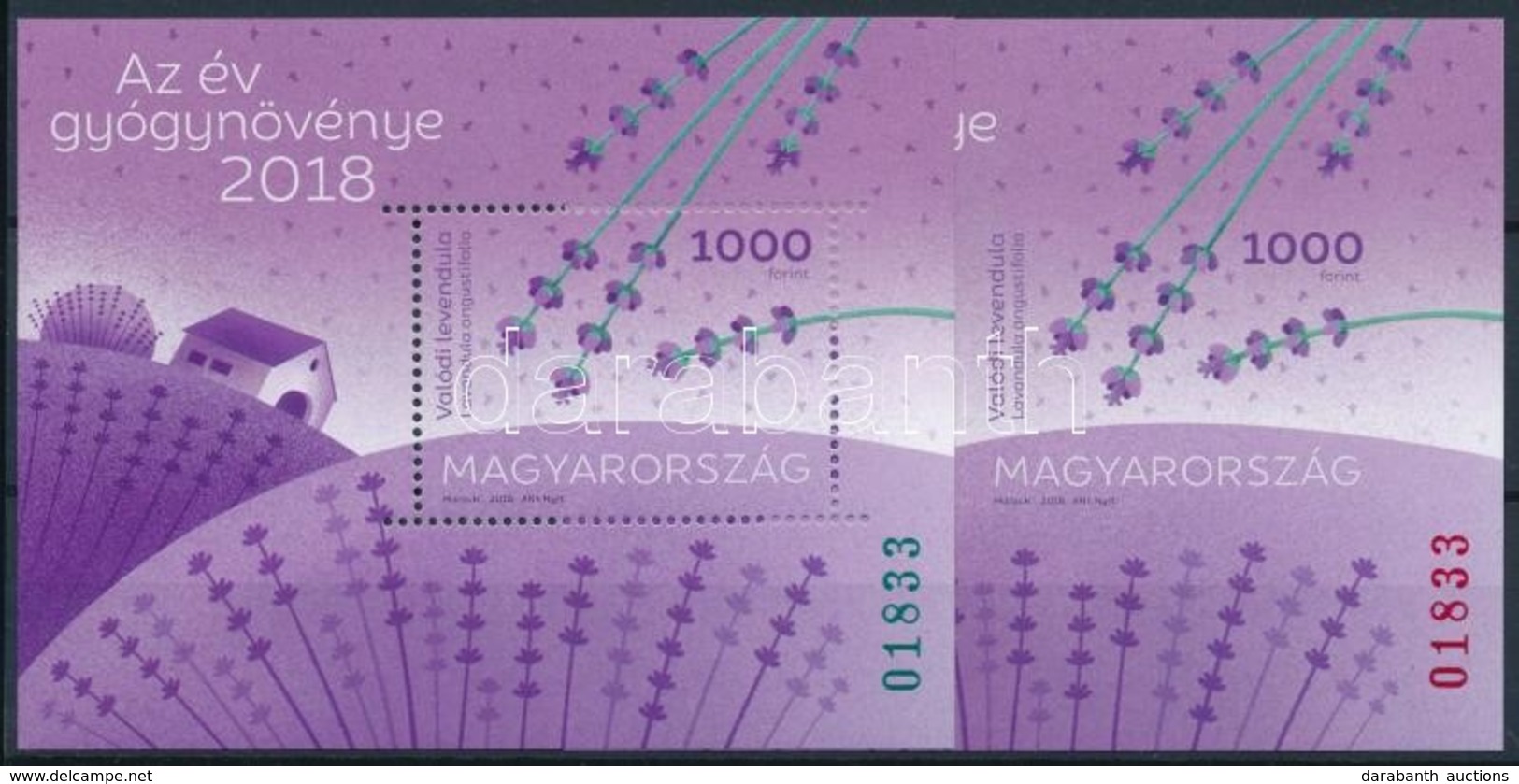 ** 2018 Levendula Vágott és Speciális Fogazású Blokk Azonos Sorszámmal - Other & Unclassified