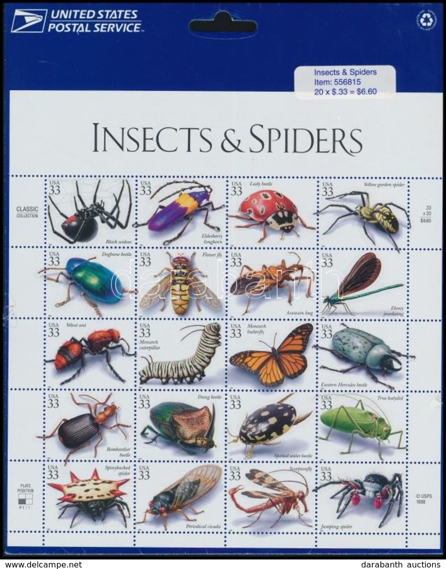 ** 1999 Rovarok és Pókok Kisív Eredeti Csomagolásban,
Insects And Spiders Mini Sheet In Original Holder
Mi 3192-3211 - Other & Unclassified