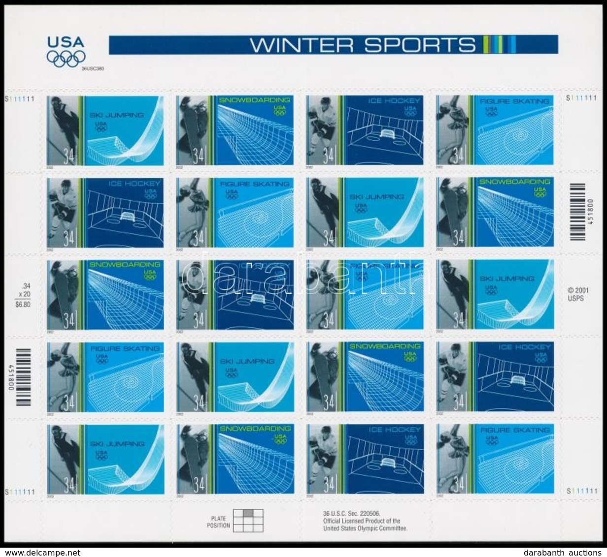 ** 2002 Téli Olimpia: Salt Lake City Fólia ív,
Winter Olympics: Salt Lake City Foil Sheet
Mi 3511-3514 - Autres & Non Classés