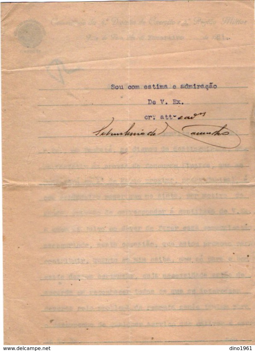 VP13.090 - Brésil - Commando Da 4a Divisao Do Exercito ......JUIS DE FORA 1921 - Lettre De Mr ? Pour Mr Le Gal GAMELIN - Documents