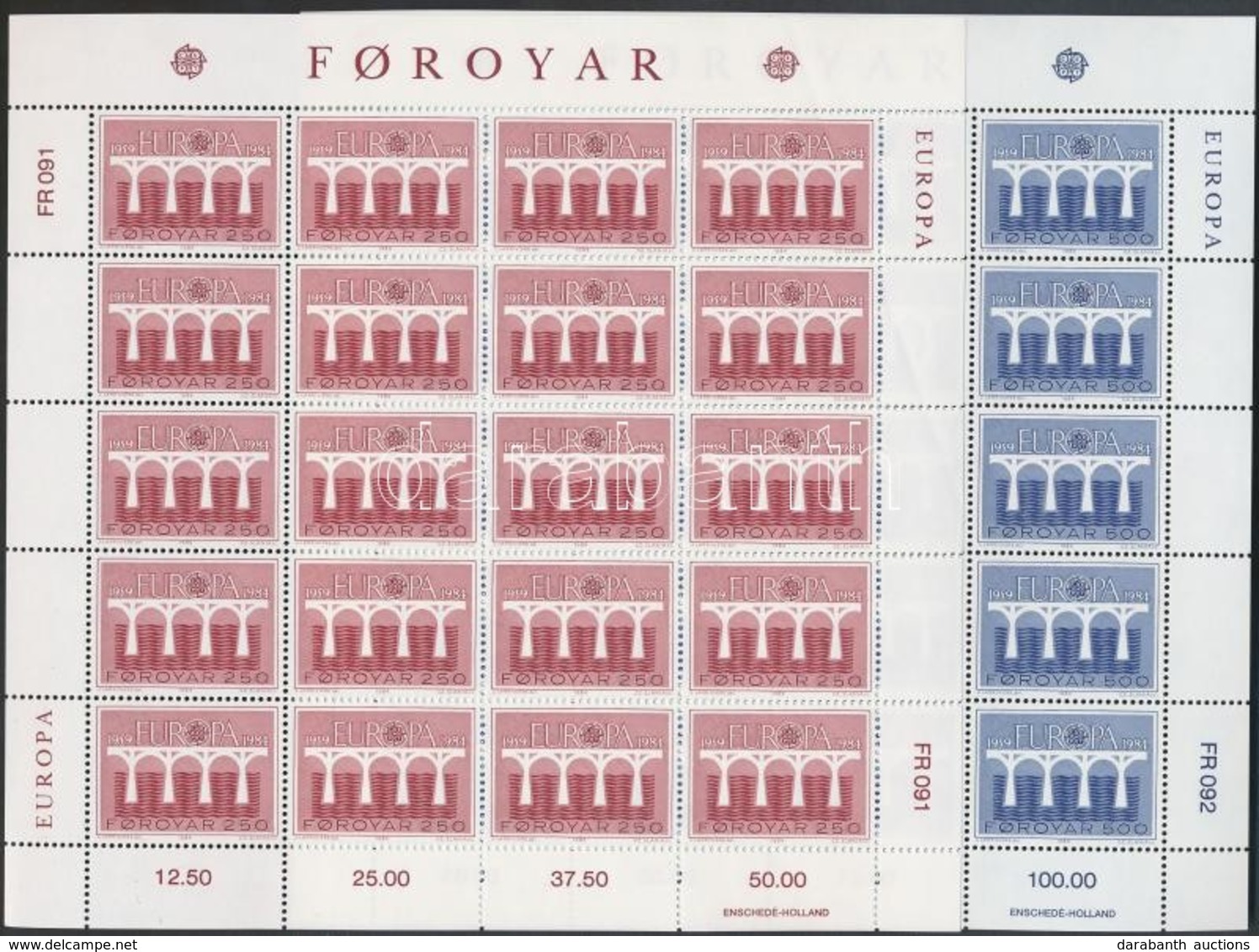 ** 1984 Europa CEPT Konferencia Kisívsor Mi 97-98 (97 Enyhén Hajtott ívsarok) - Other & Unclassified