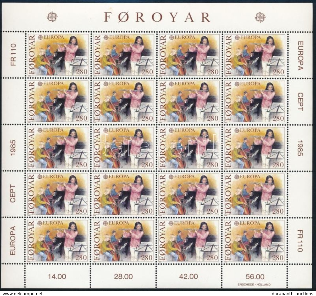 ** 1985 Europa CEPT: Zene éve Kisív Sor Mi 116-117 - Autres & Non Classés