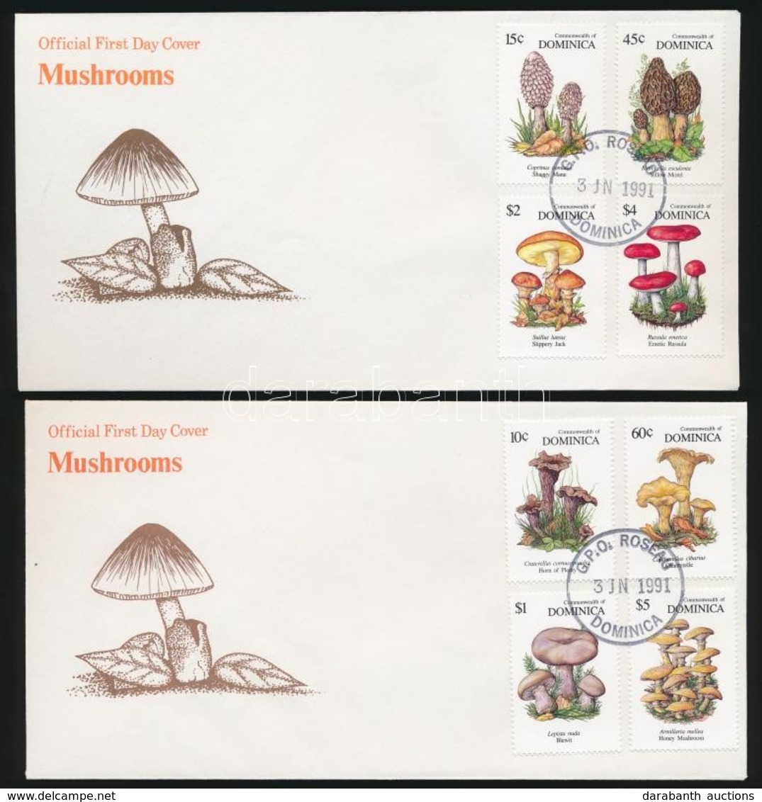 1991 Gomba Sor Mi 1394-1401 + Blokksor Mi 182-183 4 Db FDC-n - Altri & Non Classificati