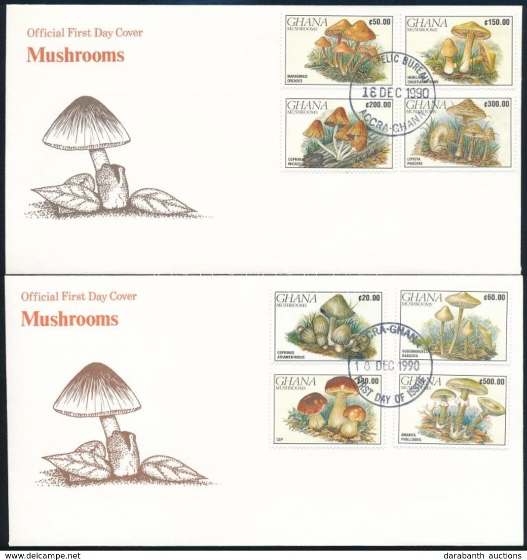 1990 Gombák Blokksor 2 Db FDC-n Mi 164-165 - Autres & Non Classés