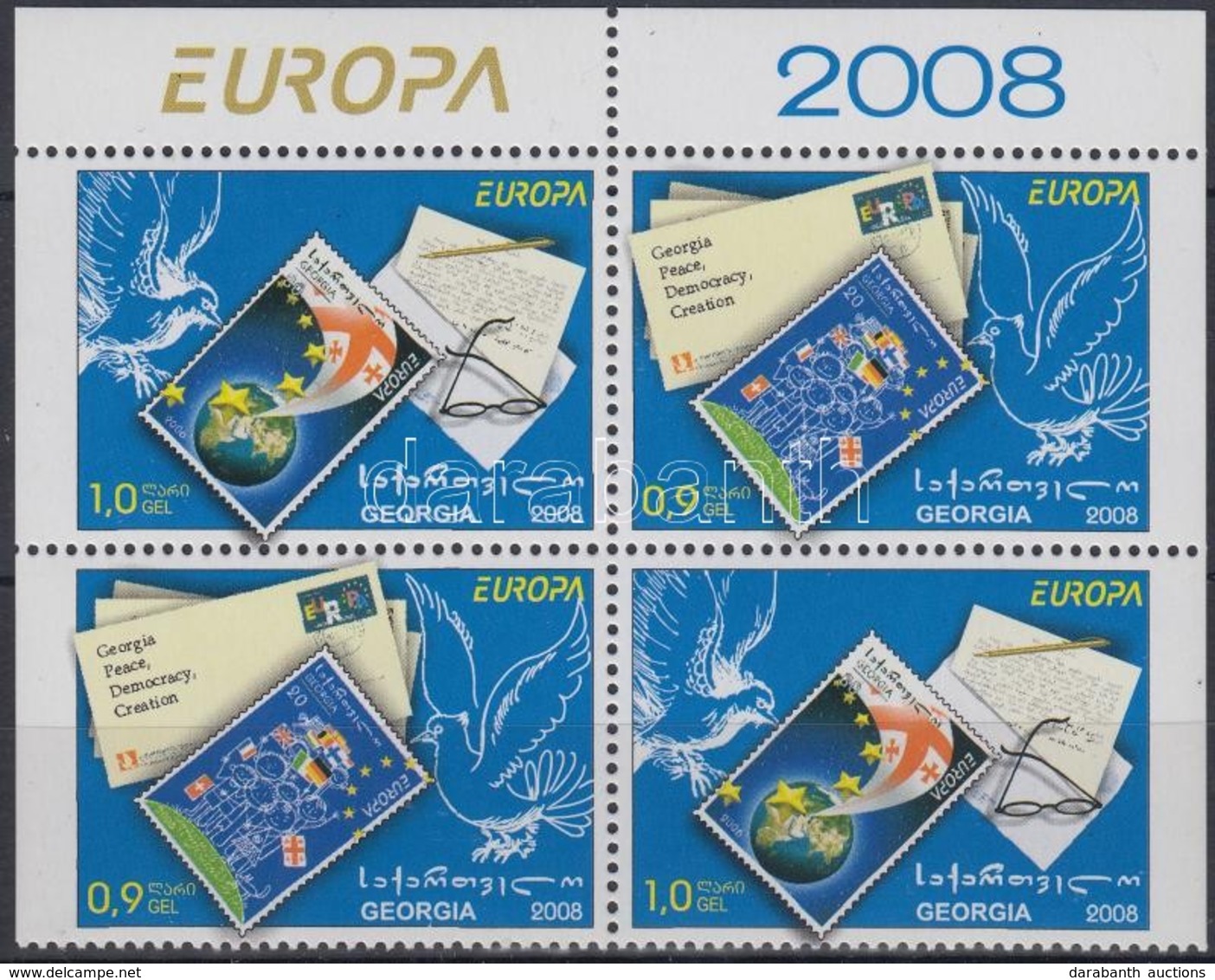 ** 2008 Europa CEPT ívszéli Négyestömb Mi 560-561 - Autres & Non Classés