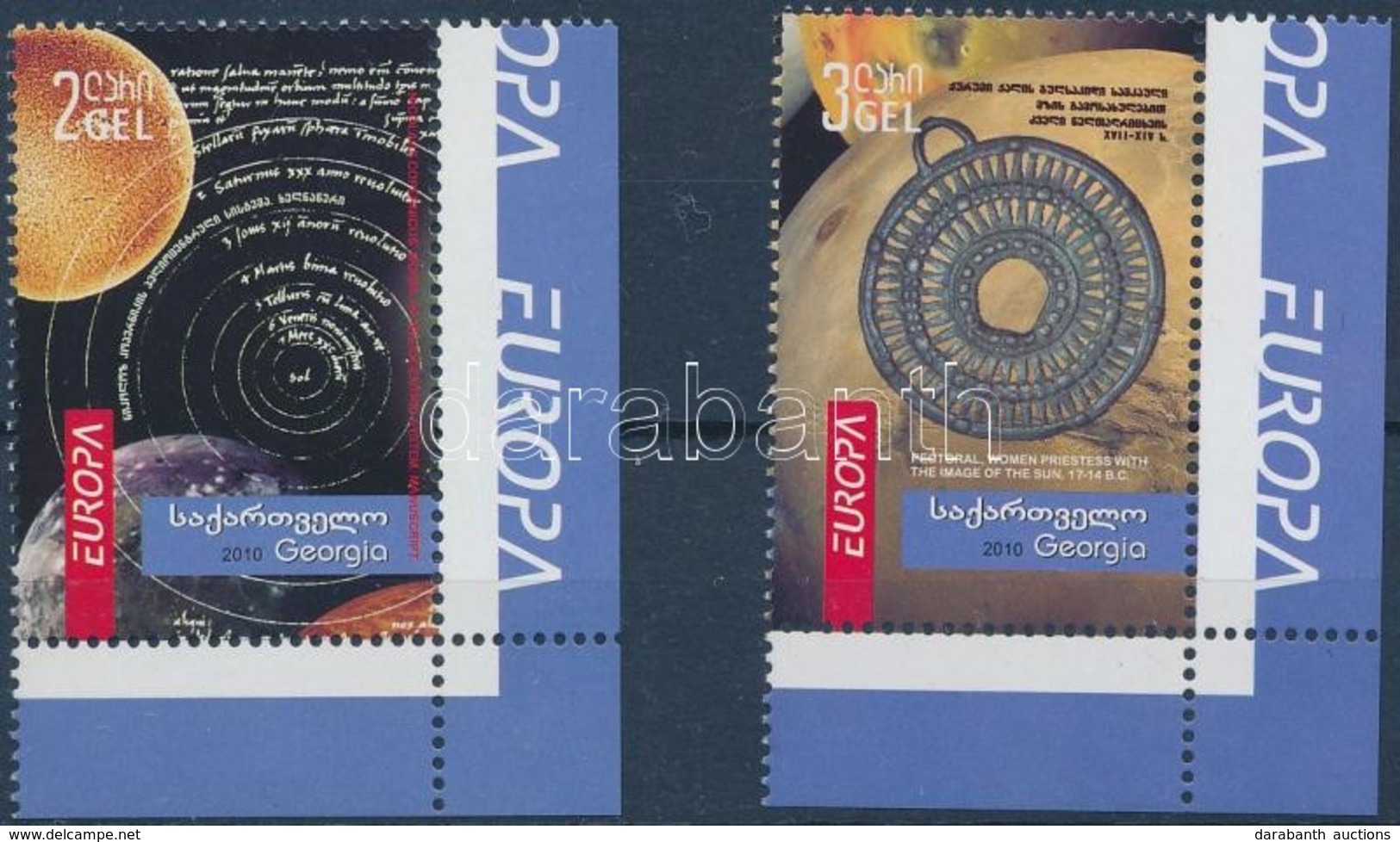 ** 2010 Europa CEPT Csillagászat ívsarki Sor Mi 587-588 - Autres & Non Classés