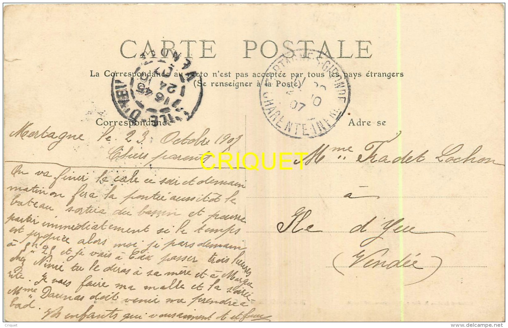 17 Mortagne Sur Gironde, Le Port, Vue Générale, Beaux Voiliers, Carte Pas Courante Affranchie 1907 - Other & Unclassified