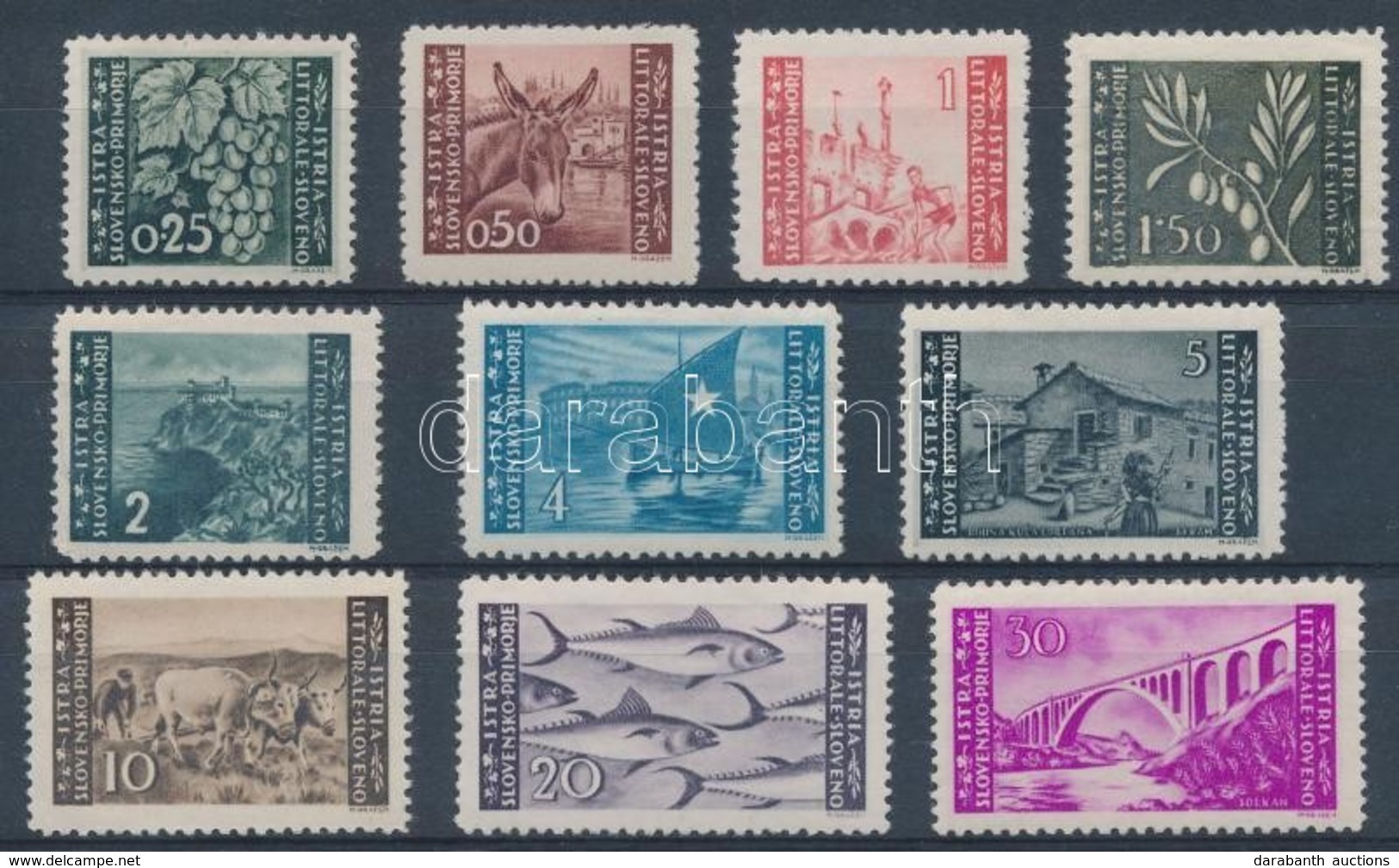 ** 1945 Helyi Kiadás Isztria Forgalmi Sor,
Istria Definitive Set
Mi 38-40, 42-44, 46-48, 50 A - Autres & Non Classés