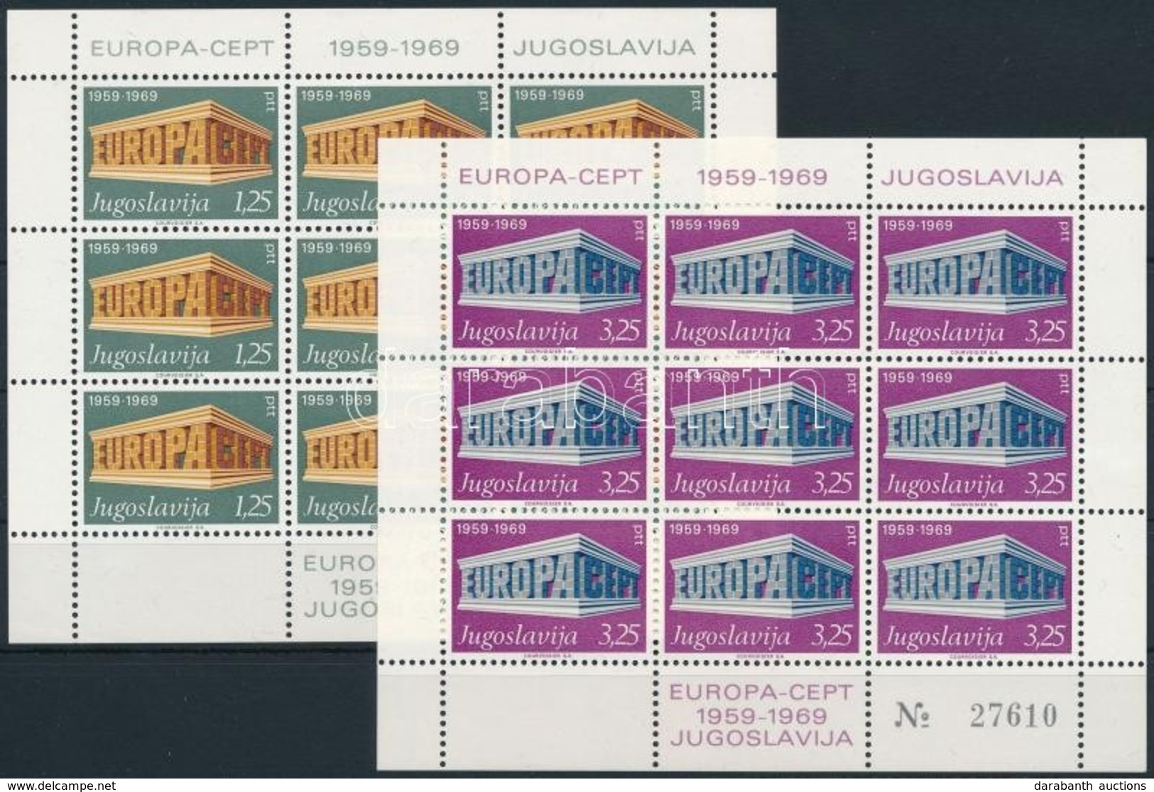 ** 1969 Europa CEPT Kisív Sor Mi 1361-1362 I - Autres & Non Classés