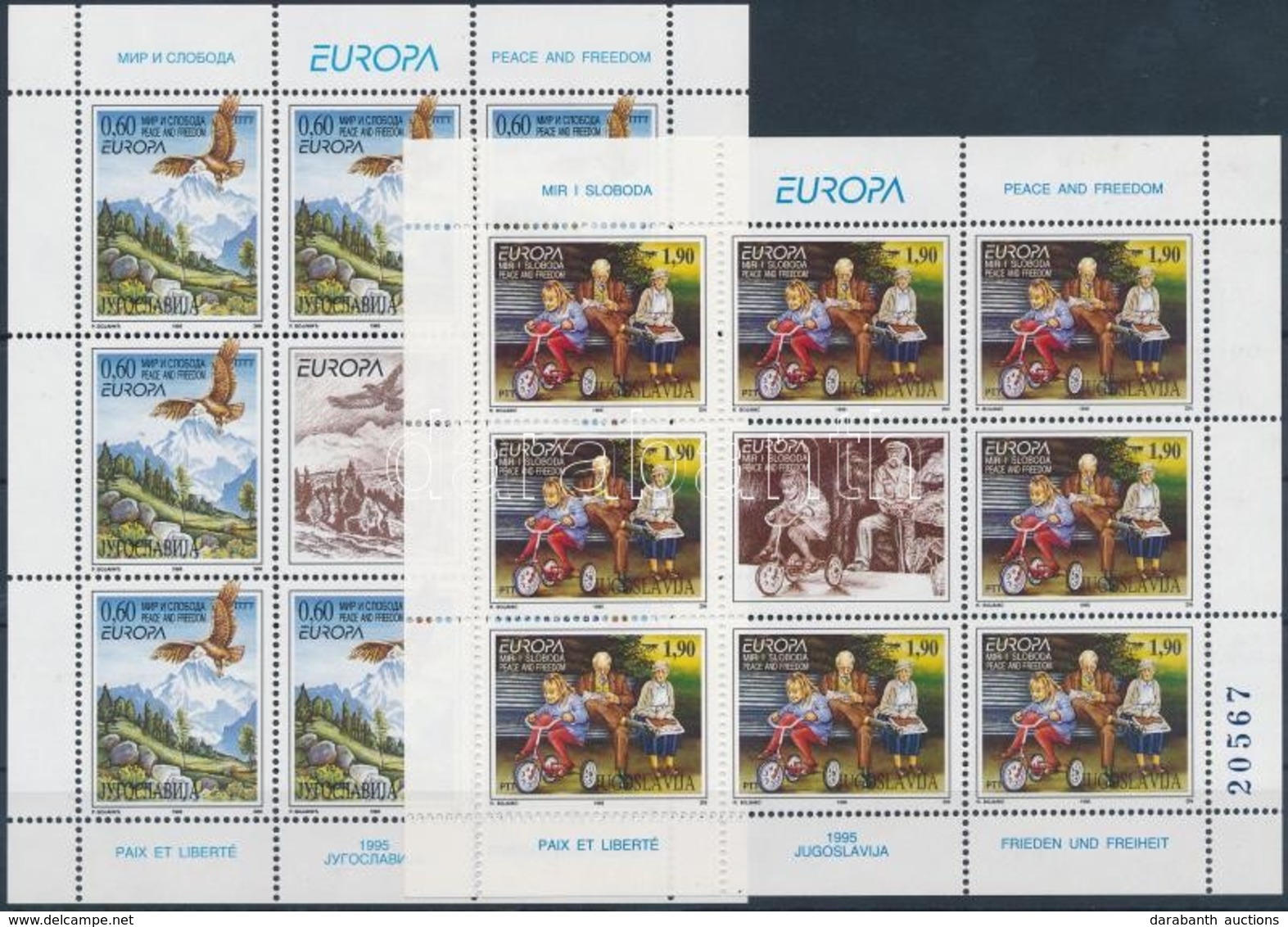 ** 1995 Europa CEPT, Béke és Szabadság Kisív Sor Mi 2712-2713 - Other & Unclassified