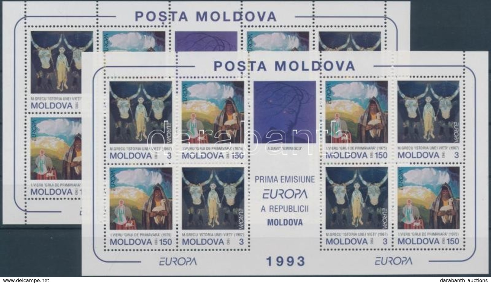 ** 1993 Europa CEPT, Kortárs Művészet Kisív 2 Féle Fogazással Mi 94-95 - Autres & Non Classés