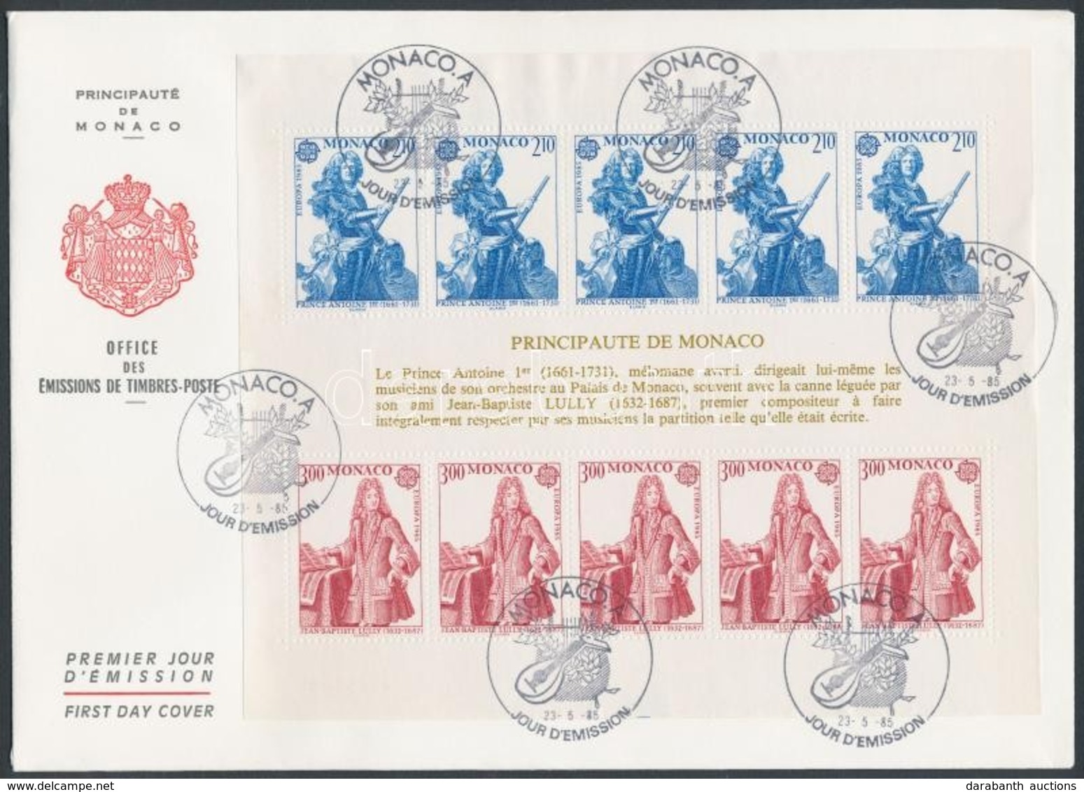 1985 Europa CEPT, Zene Blokk Mi 28 FDC-n - Other & Unclassified