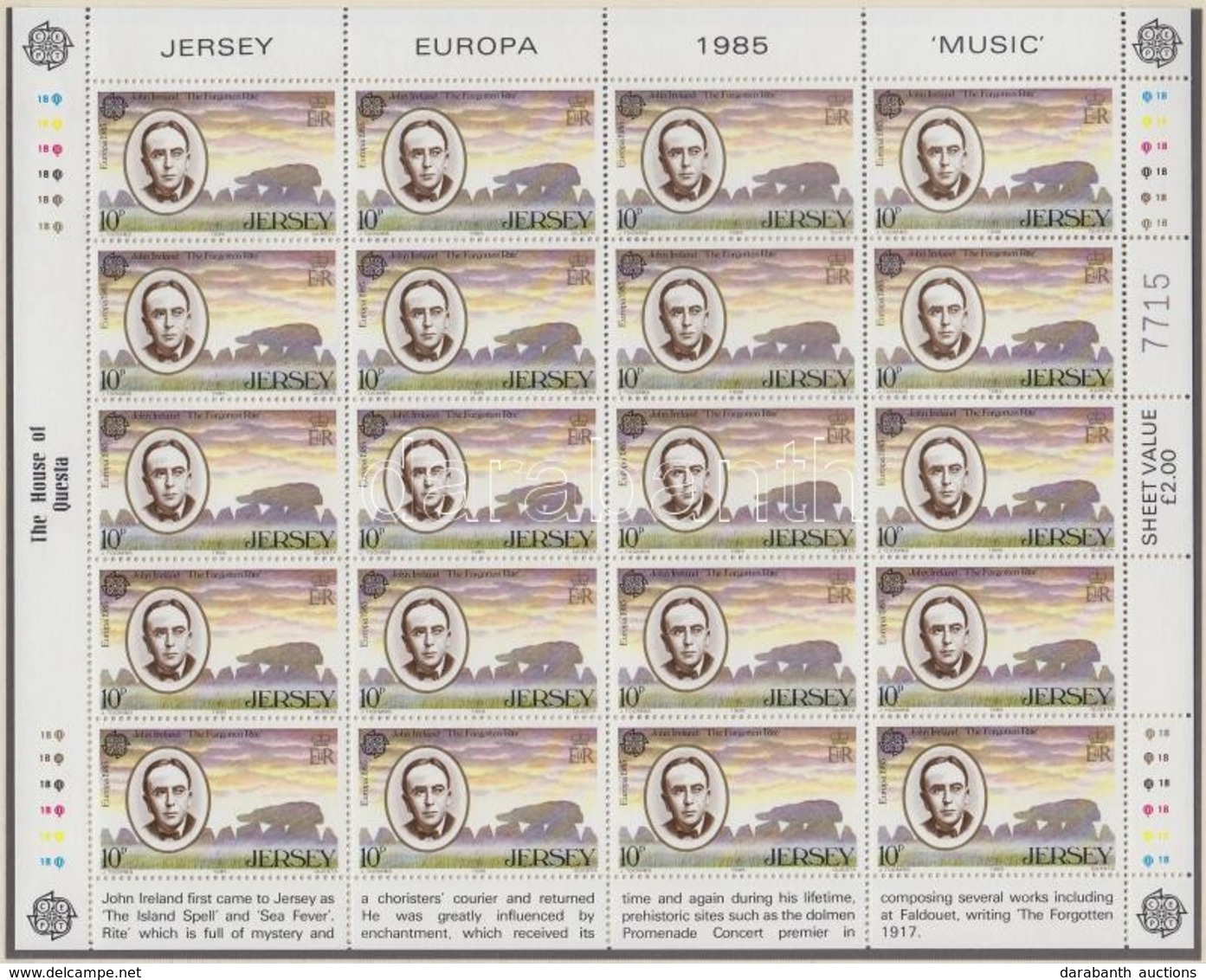 ** 1985 Europa CEPT Zene éve Kisív Sor Mi 247-249 - Other & Unclassified