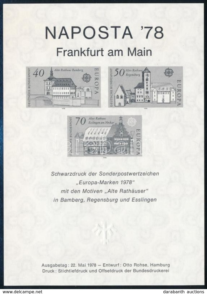 ** 1978 Europa CEPT Történelmi épületek Feketenyomat Blokk - Other & Unclassified