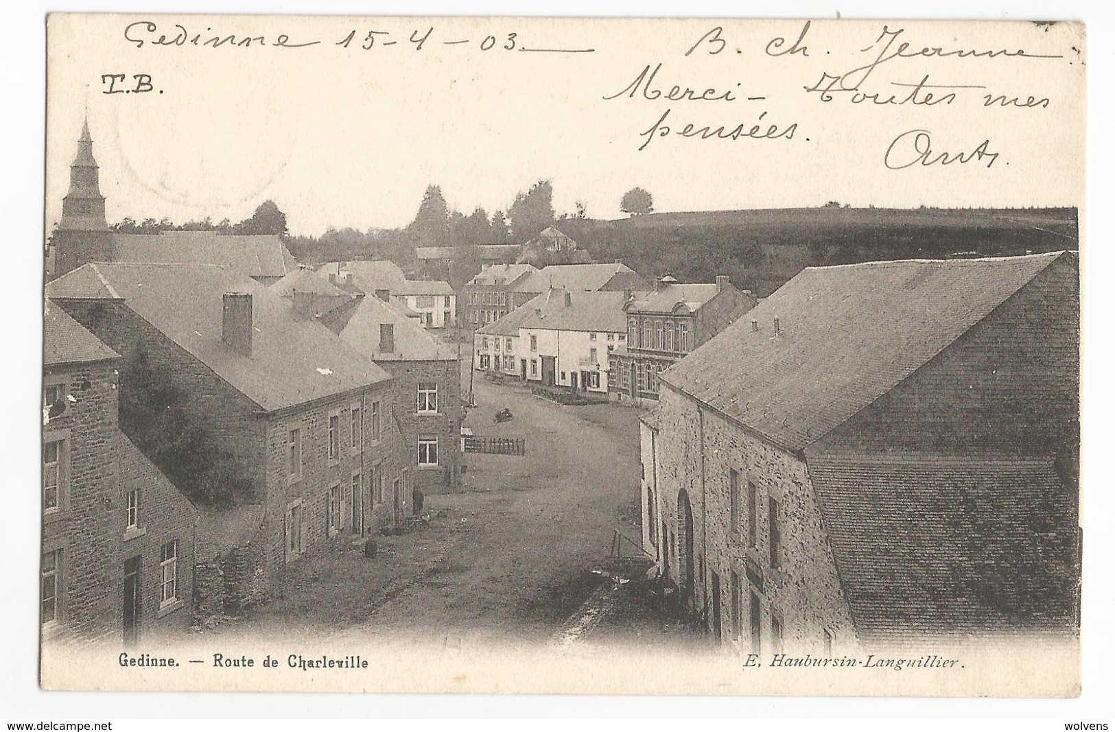 Gedinne Route De Charleville Carte Postale Ancienne 1903 - Gedinne