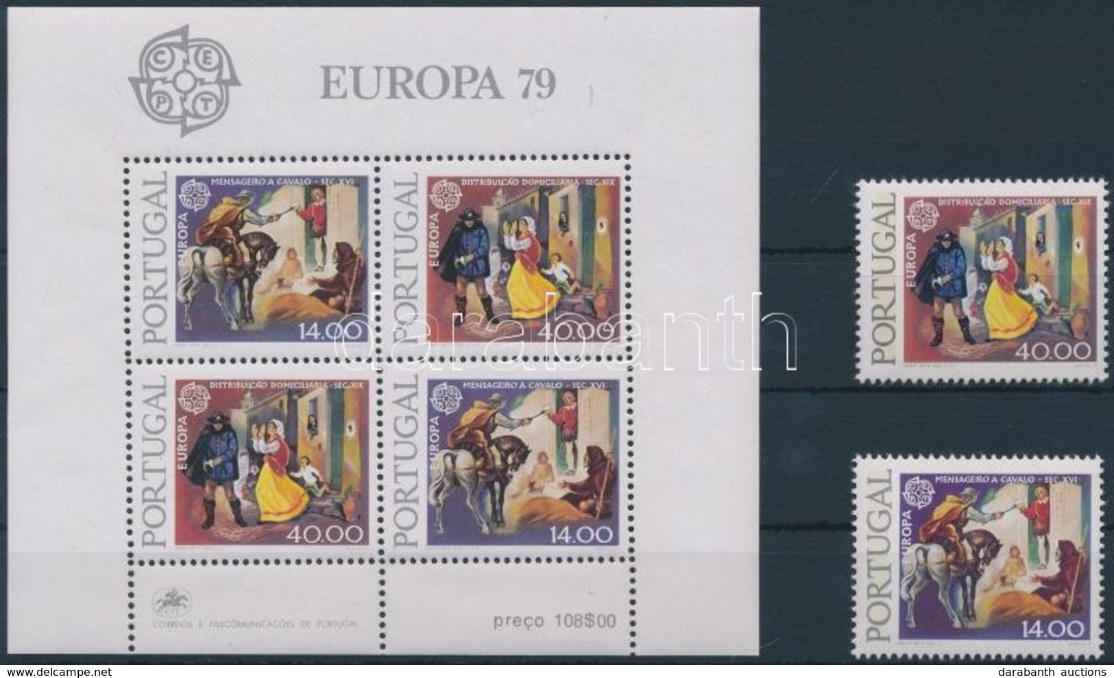 ** 1979 Europa CEPT, Posta és Távközlés Története Sor Foszforcsíkkal Mi 1441-1442 + Blokk 27 - Autres & Non Classés