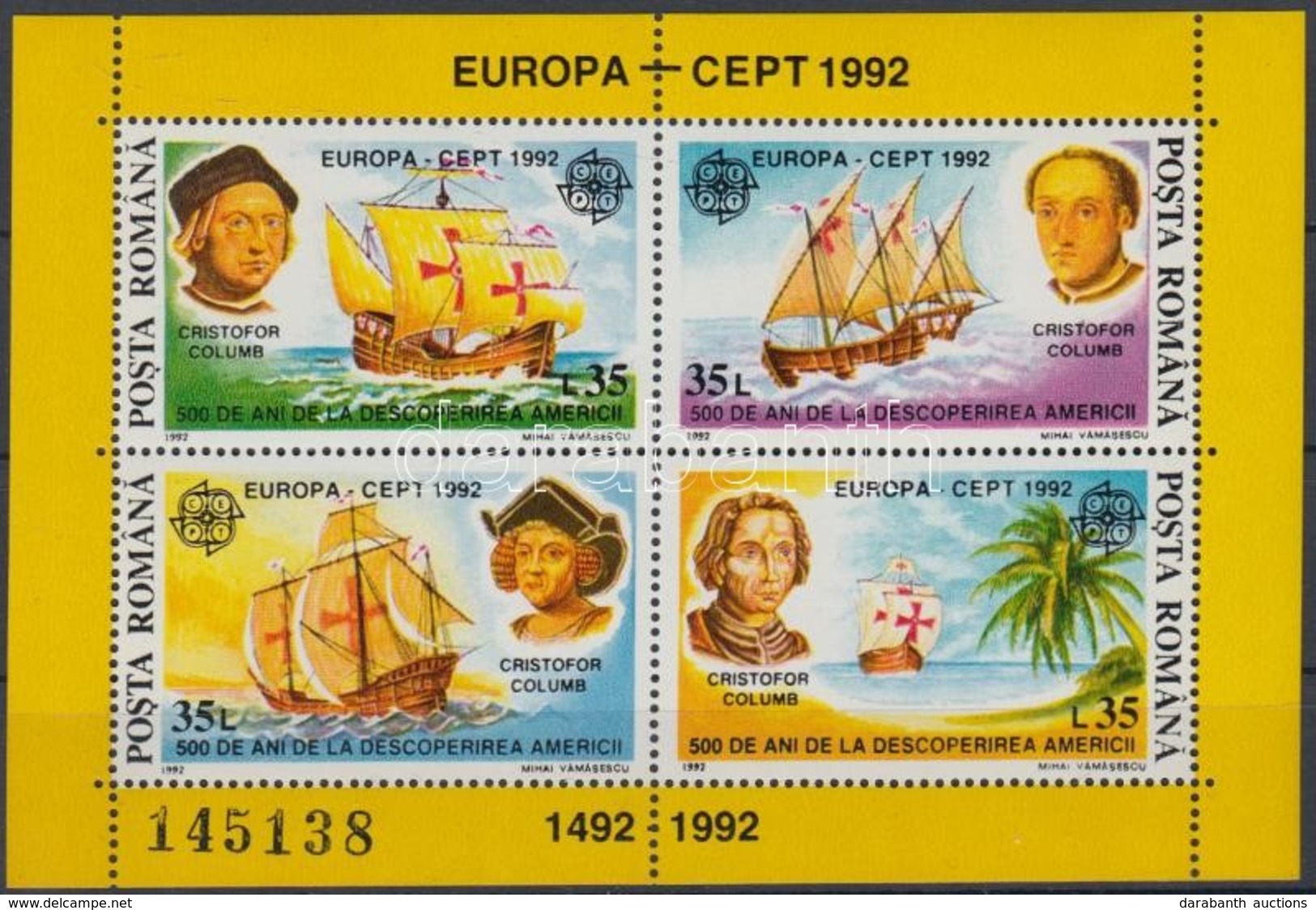 ** 1992 Europa CEPT Amerika Felfedezése Blokk Mi 271 - Autres & Non Classés