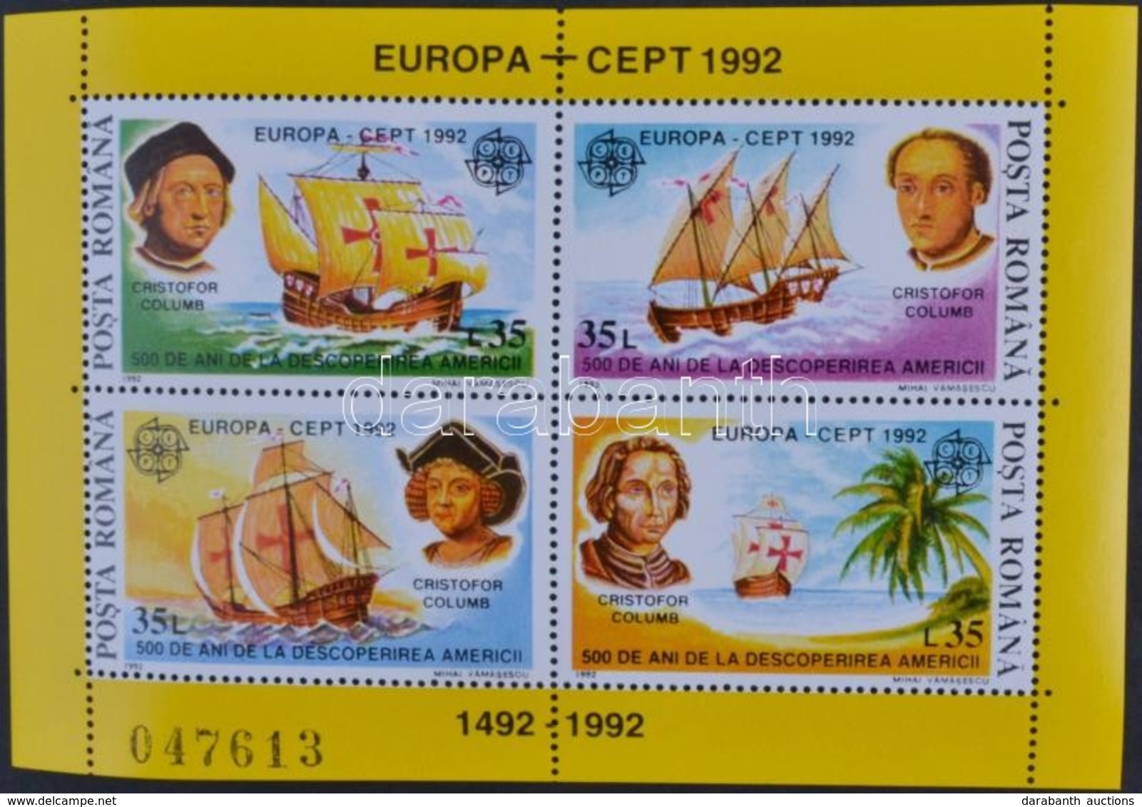 ** 1992 Europa CEPT, 500 éve Fedezték Fel Amerikát Blokk Mi 271 - Autres & Non Classés