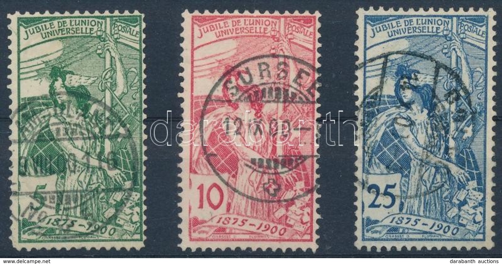 O 1900 25 éves Az UPU Sor Mi 71 A, 72 II D, 73 II A (Mi EUR 58,-) - Other & Unclassified