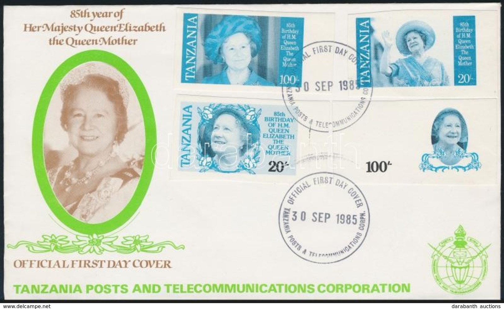 1985 85 éves Erzsébet Anyakirálynő Vágott Fázisnyomat Sor Mi 264-267 FDC-n (csak Kék Szín) - Other & Unclassified