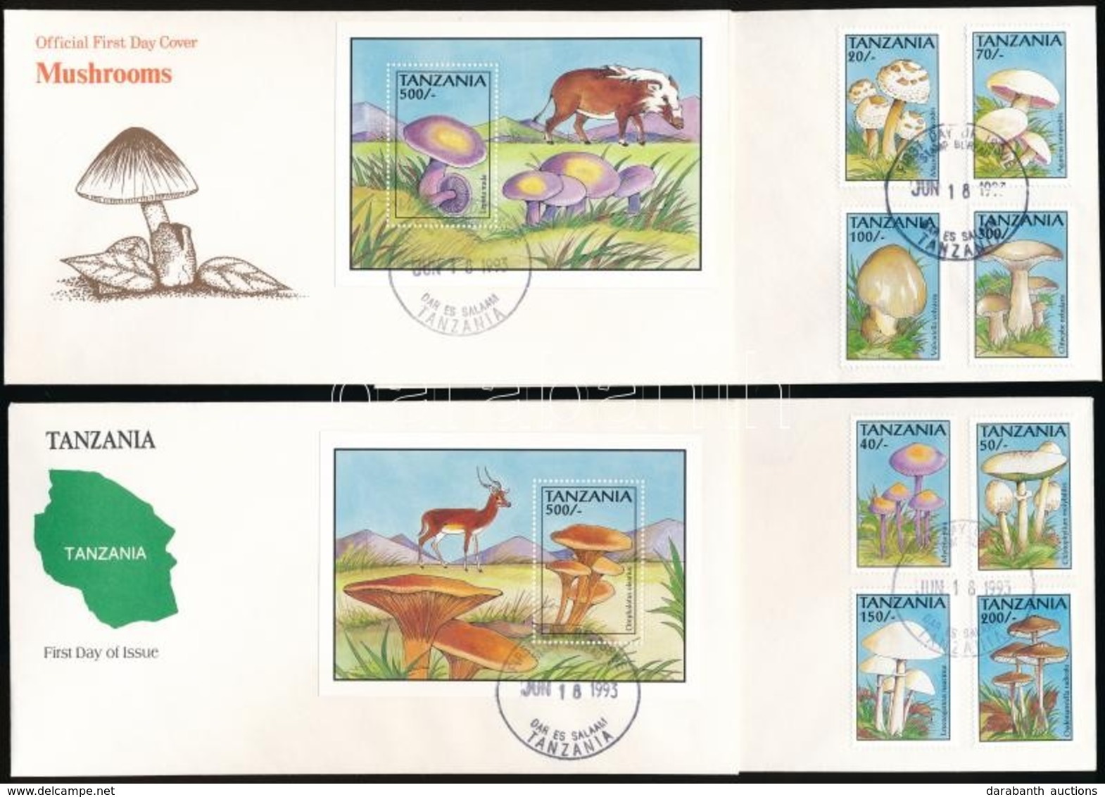 1993 Gomba Sor Mi 1493-1500 + Blokksor Mi 218-219 4 Db FDC-n - Other & Unclassified