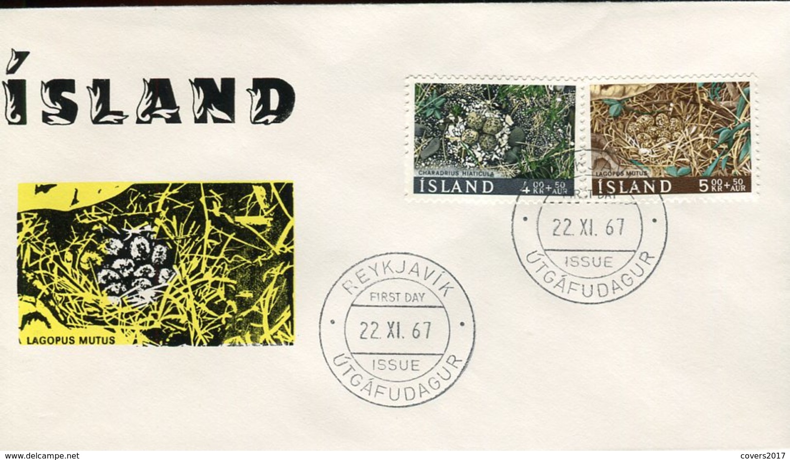 Iceland/Islande/Ijsland/Island FDC 22.XI.1967 Birds Nest Matching Cover - FDC