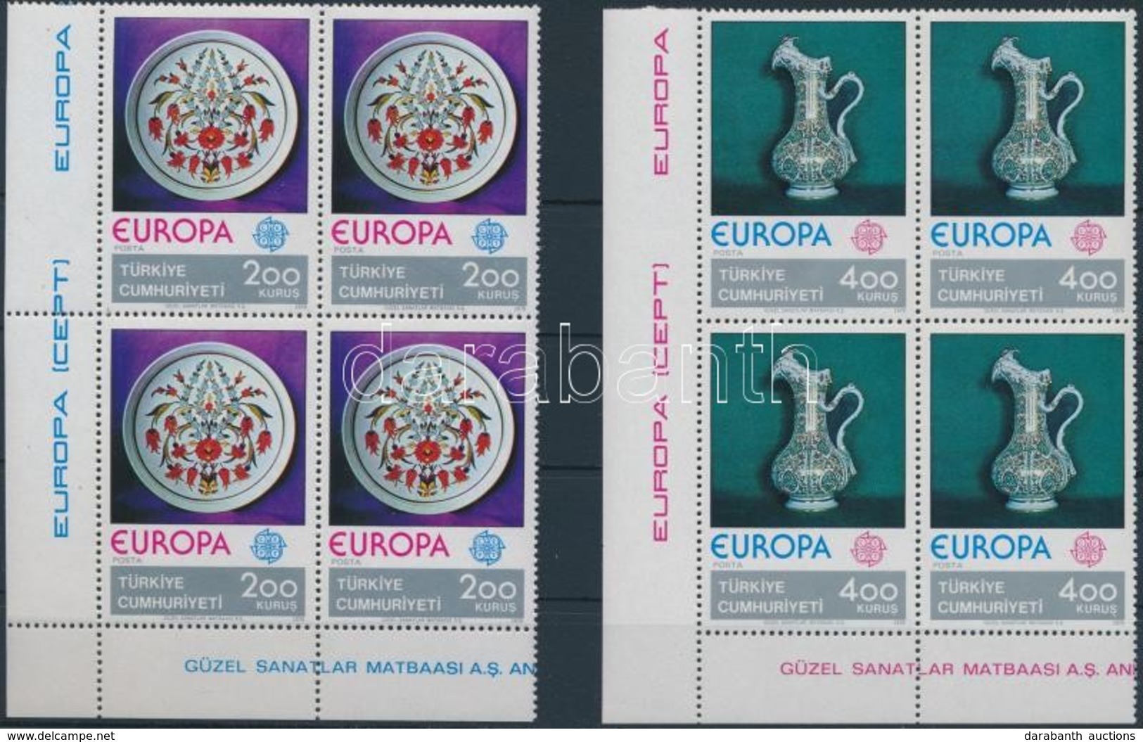 ** 1976 Europa CEPT Sor ívsarki Négyestömbökben Mi 2385-2386 - Autres & Non Classés