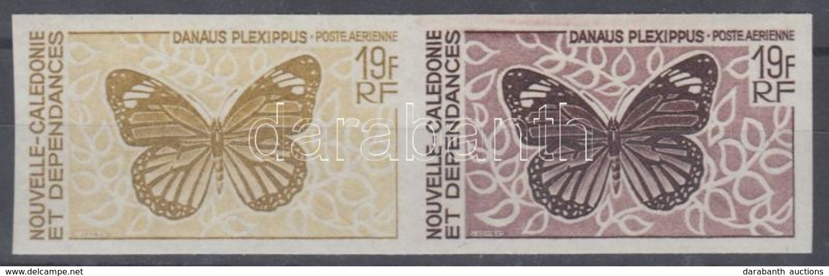 ** Új-Kaledónia 1967 Lepkék Mi 442 2 Klf Fogazatlan Színpróba Párban / Pair Imperforate Coulor Proofs - Other & Unclassified