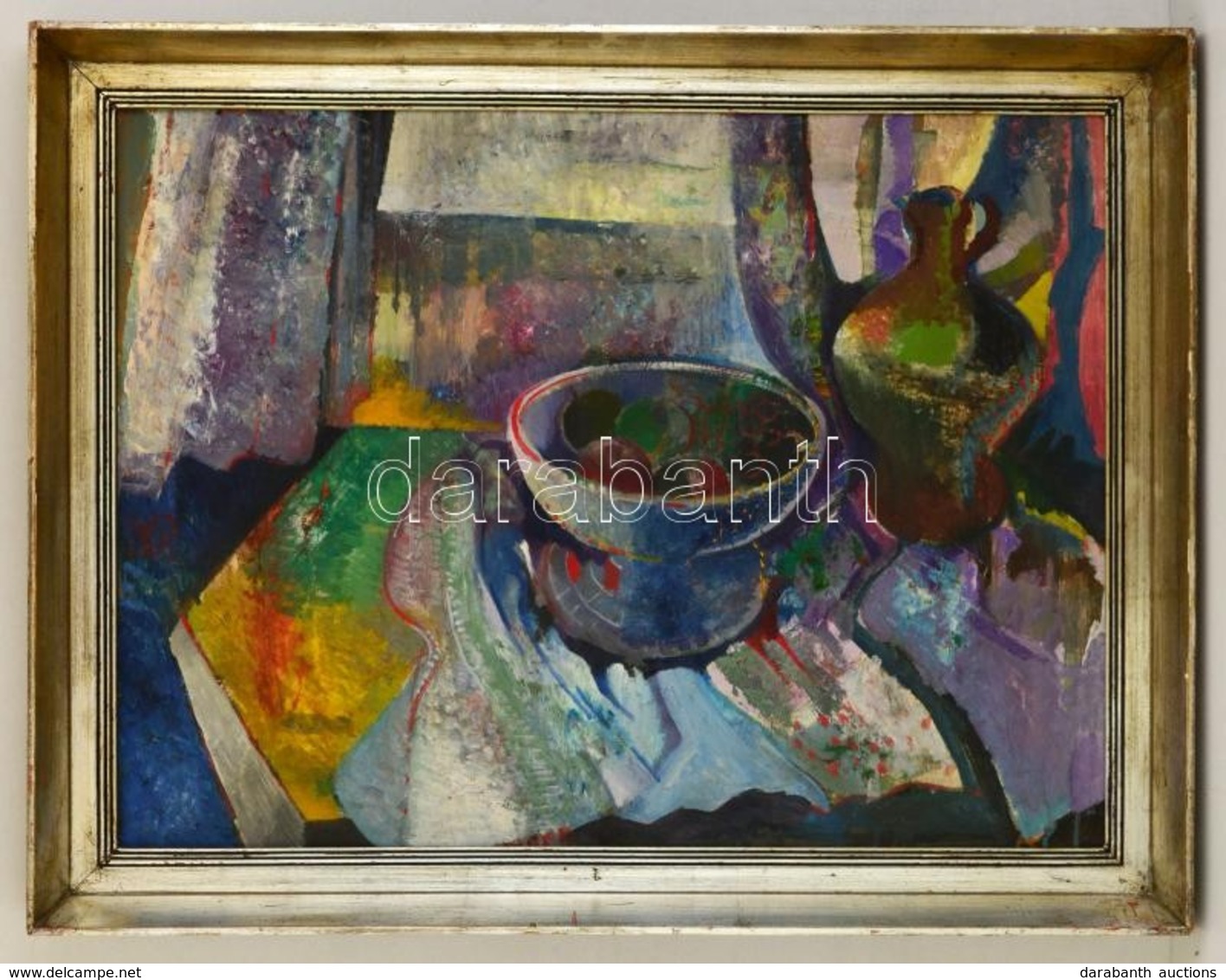 Dobi Piroska (1929-) : Asztali Csendélet. Olaj, Farost, Jelzett, Keretben, 60×80 Cm - Autres & Non Classés