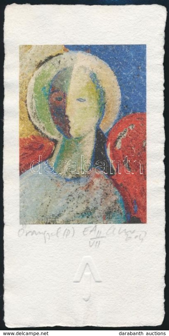 Aknay János (1949-) Őrangyal . Kőnyomat, Papír. Jelzett. EA/II/VII 13 X 9 Cm - Other & Unclassified