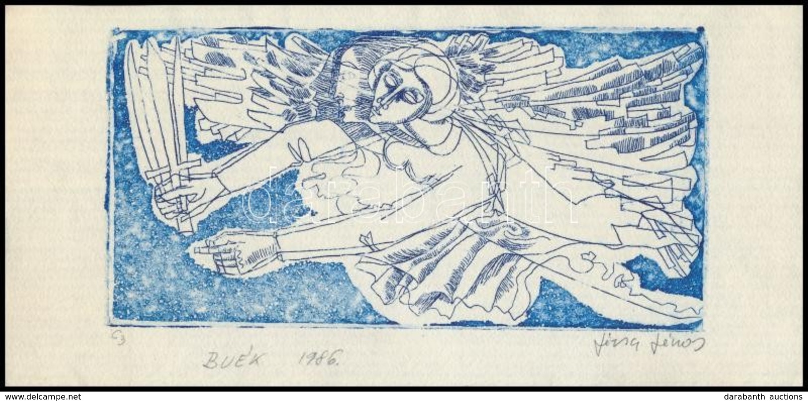 Józsa János (1936-2019): BÚÉK 1986. Linó, Papír, Jelzett .8x15 Cm, - Other & Unclassified