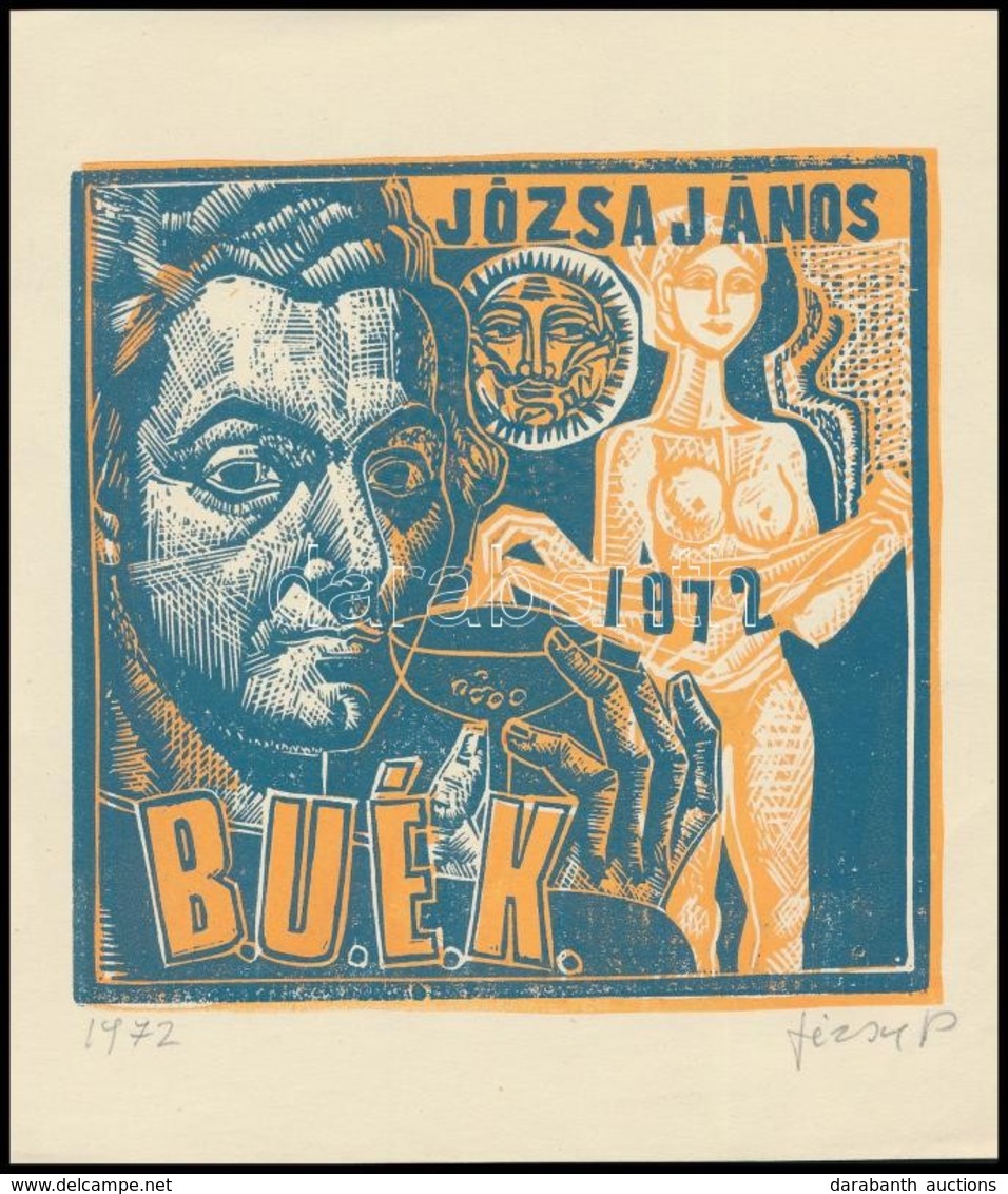 Józsa János (1936-2019): BÚÉK 1972. Linó, Papír, Jelzett .11x11 Cm, - Other & Unclassified