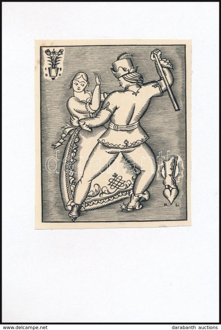 Kozma Lajos (1884-1948): Menyasszonytánc, Fametszet, Papír, Jelzett A Fametszeten, Kartonra Ragasztva, 13×11 Cm - Other & Unclassified