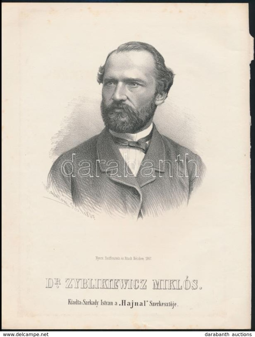 Cca 1867 Marastoni József: Mikołaj Zyblikiewicz Lengyel Politikus Portréja, Litográfia, Papír, 27×21 Cm - Estampes & Gravures