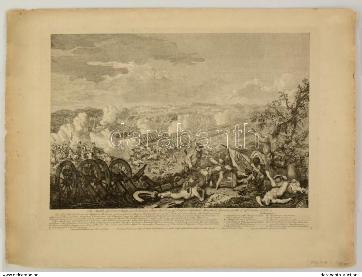 Cca 1770 A Lowoschutzi Csata Rézmetszetű Képe. 48x34 Cm  / 
The Battle Of Lowoschutz In Bohemia Where The King Of Prussi - Estampes & Gravures