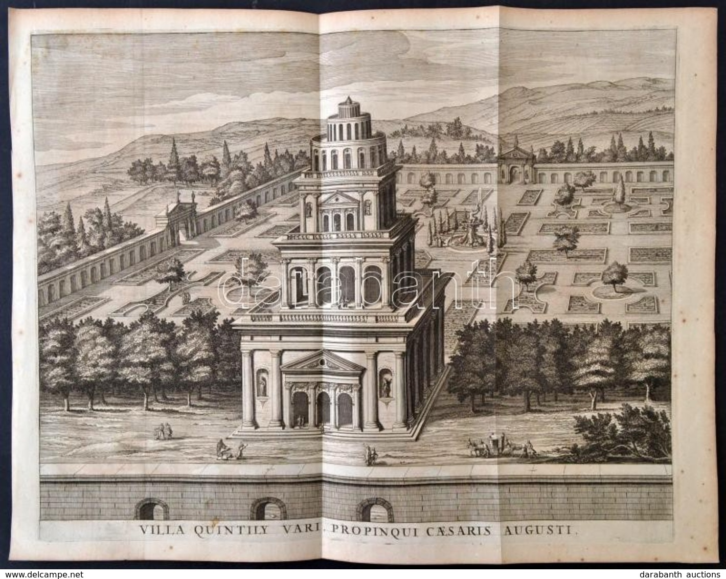 1671 Roma: Villa Quintily Vari Propinqui Caesarius Augusti.  Rézmetszet.  	Athanasius Kircher:  Latium, Id Est Nova Et P - Estampes & Gravures