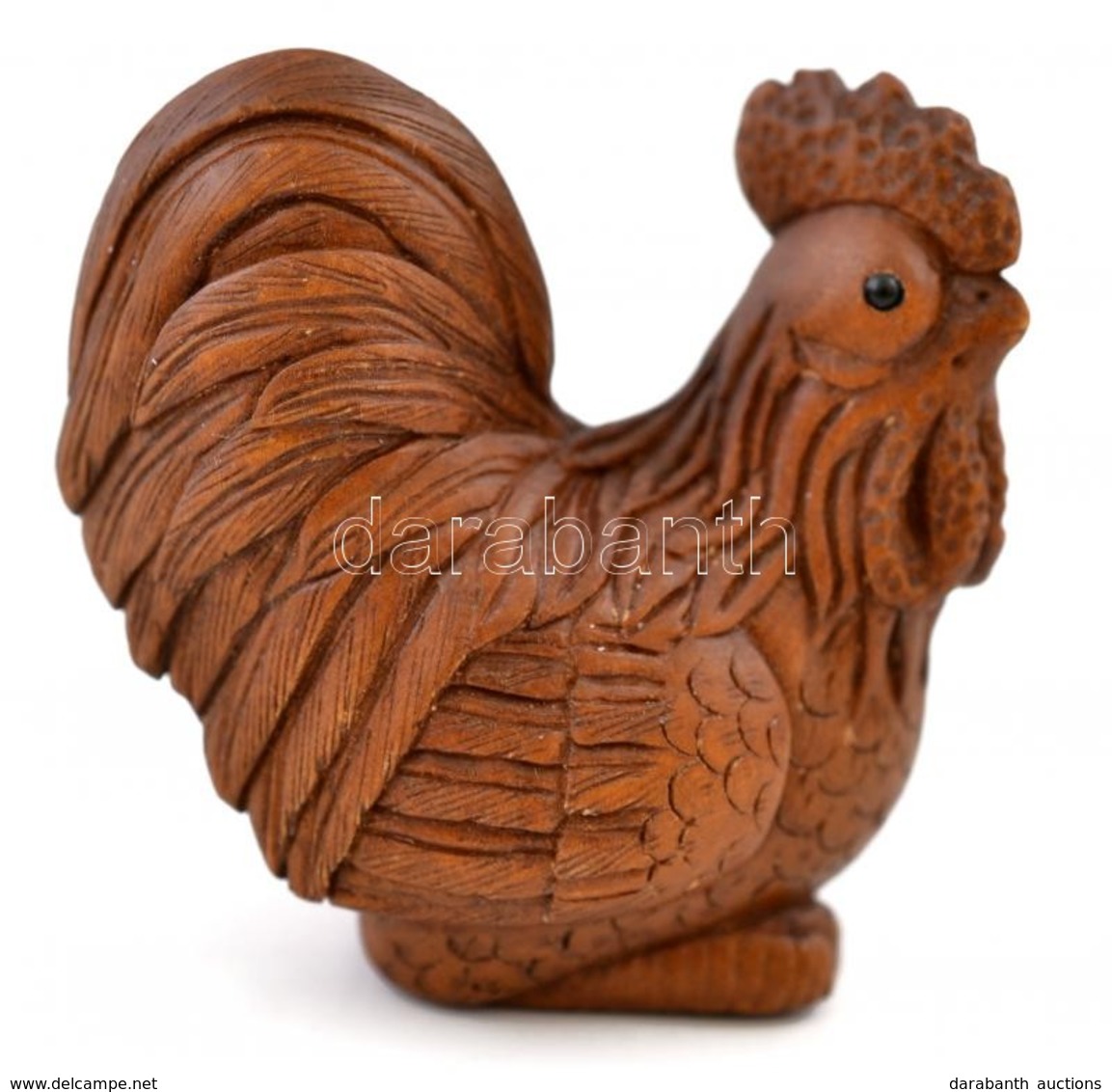 Kakas Necuke. Puszpáng, Jelzett / Cock Netsuke, Boxwood. Signed. 46 Mm - Other & Unclassified