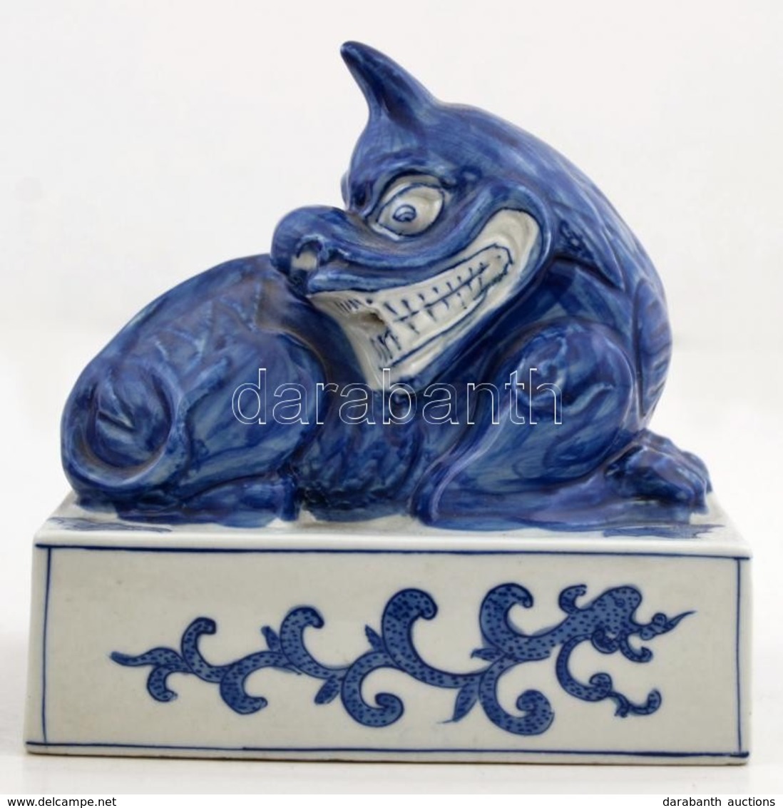 Nagyméretű Kínai Pecsétnyomó. Fő Kutyát ábrázoló Festett Mázas Porcelán / Large Chinese Seal Maker Pho Dog. Porcelain 14 - Autres & Non Classés