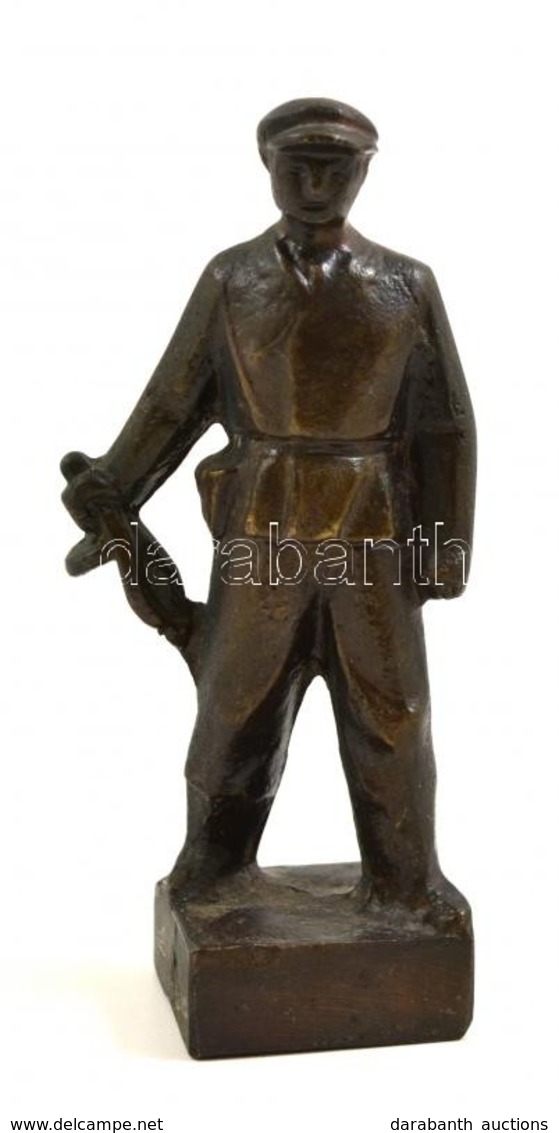 Munkásőr, Bronz Figura, Jelzés Nélkül, M: 14,5 Cm - Autres & Non Classés