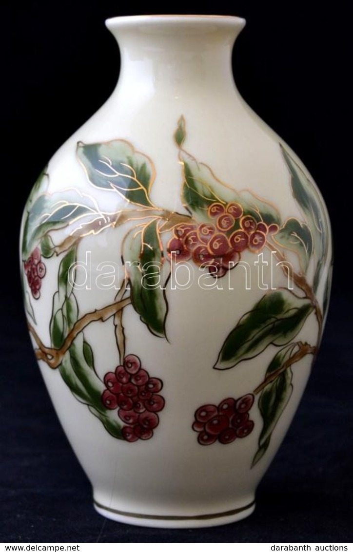 Zsolnay Porcelán Exclusiv Váza, Kézzel Festett, Jelzett, Hibátlan, M: 14 Cm - Other & Unclassified