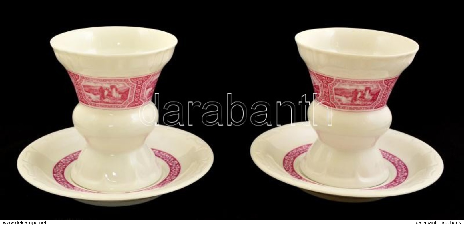 2 Asbach Porcelán Kupa és Tányér 11 Cm, D: 16 Cm. Matricás, Jelzett, Hibátlan - Autres & Non Classés