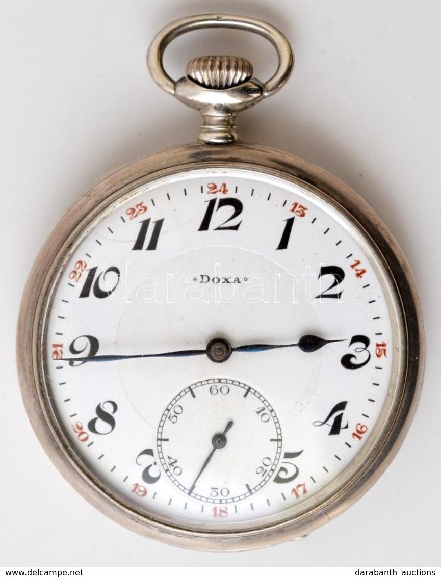 Art Deco Ezüst Doxa Zsebóra Kifogástalan állapotban / Silver Pocket Watch 5 Cm - Autres & Non Classés