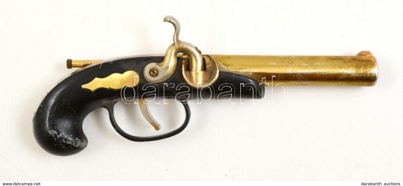 Régi, Kovás Pisztoly Formájú öngyújtó. 25 Cm / Vintage Pistol Shaped Lighter. 25 Cm - Autres & Non Classés