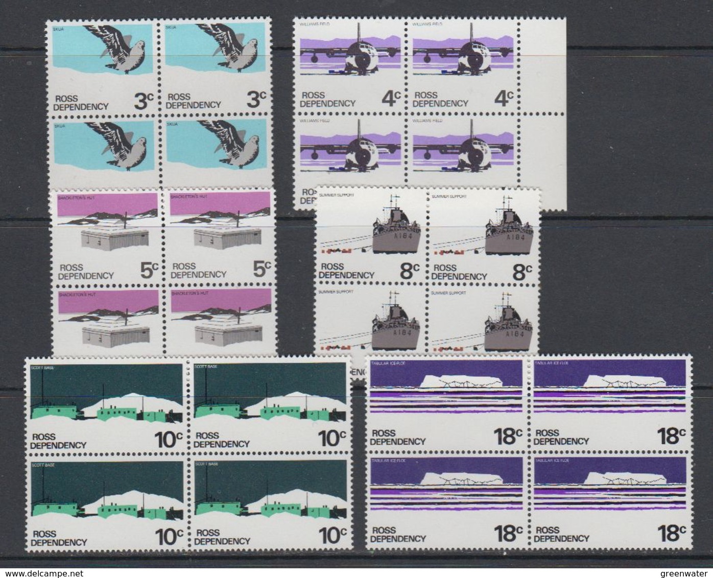 Ross Dependency 1972 Definitives 6v Bl Of 4 ** Mnh (40898B) - Unused Stamps