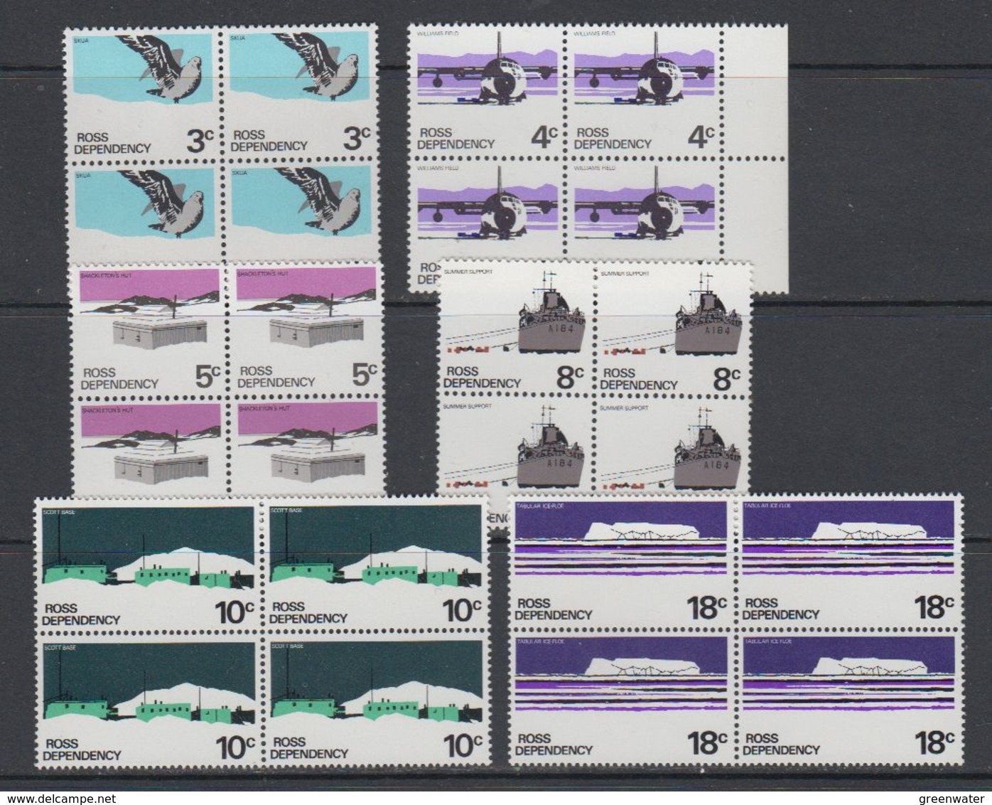 Ross Dependency 1972 Definitives 6v Bl Of 4 ** Mnh (40898B) - Ongebruikt